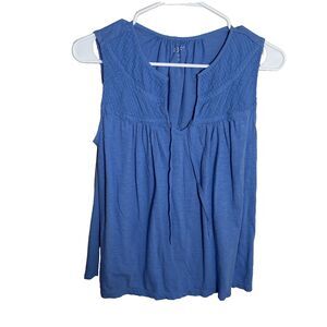 Loft Blouse Women's Petite Small V-Neck Sleeveless Tank Top Pleated Shirt